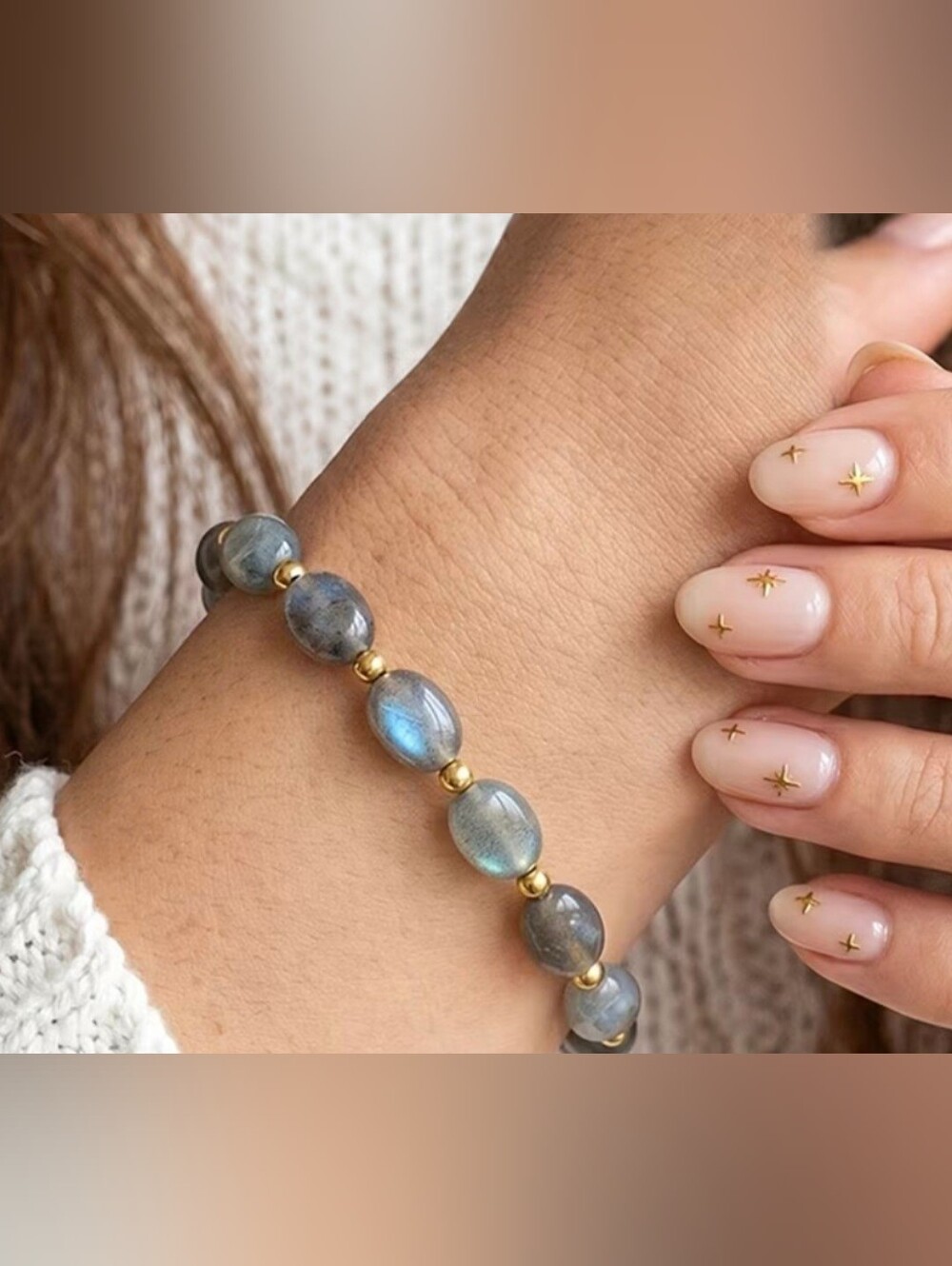 🩶🩵NEW🩶🩵 BEAUTIFUL!! High Quality Natural LABRODRITE Stretch Bracelet